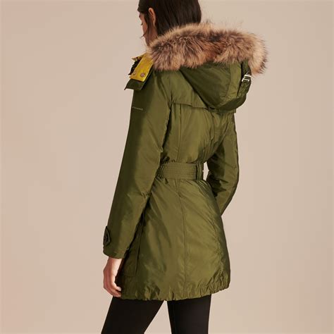 burberry fur-trimmed parka with detachable down-filled jacket